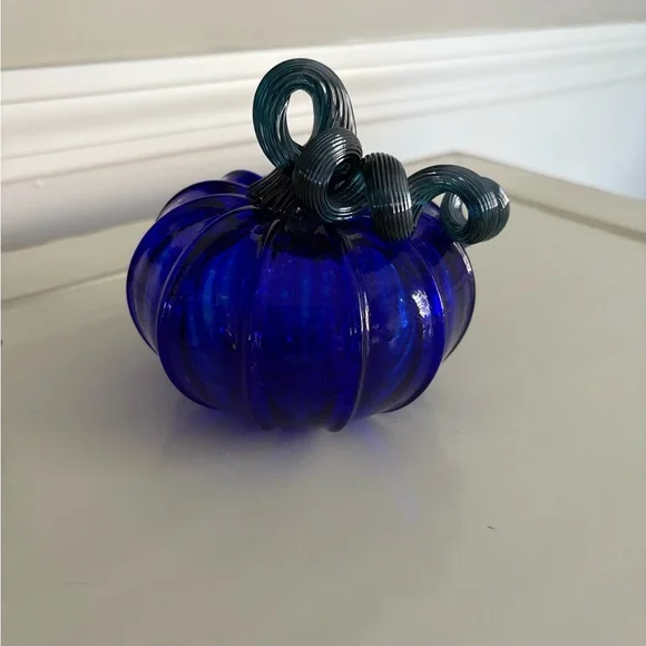Blue Glass Pumpkin Decor - Picture 2 of 5